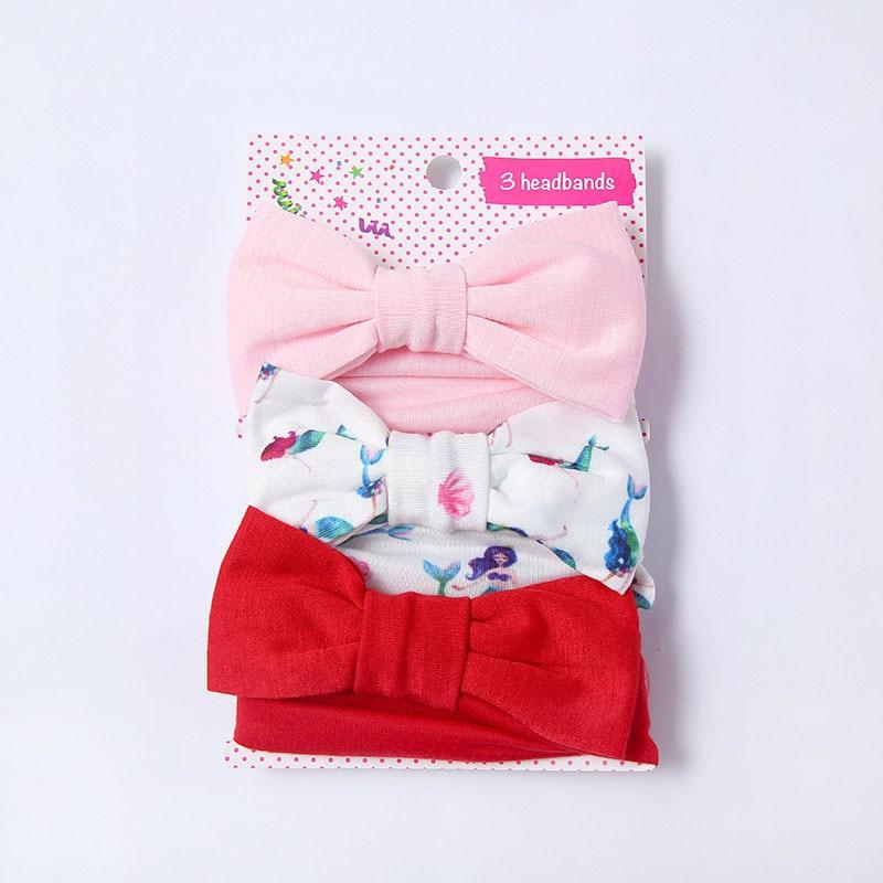 Summer Cute Floral Bows Baby Girl Headbands Elastic Bowknot Newborn Hair Band Turban Set Hair Accessories Bow Set For Kids