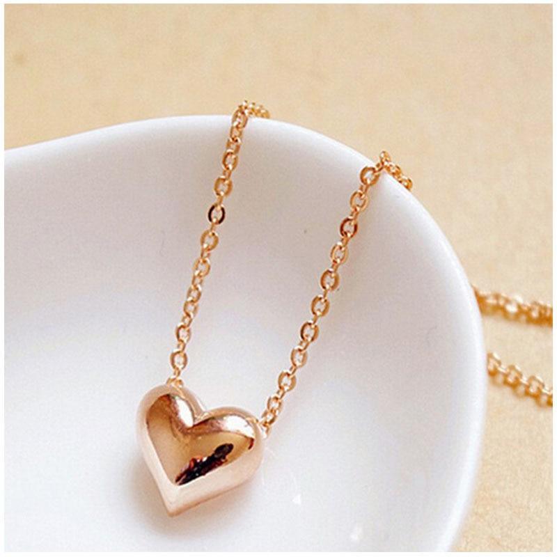 Fashion Elegant Exquisite Pendant Necklace In Luxury Heart Design Gold Sliver Color Simple Jewelry for Women Wedding Style