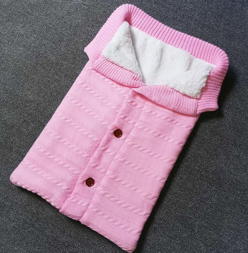 Handmade Wool Warm Baby Blanket Soft Baby Sleeping Bag Cotton Knitting Envelope Newborn Swadding Wrap Stroller blankets Gift for Shower