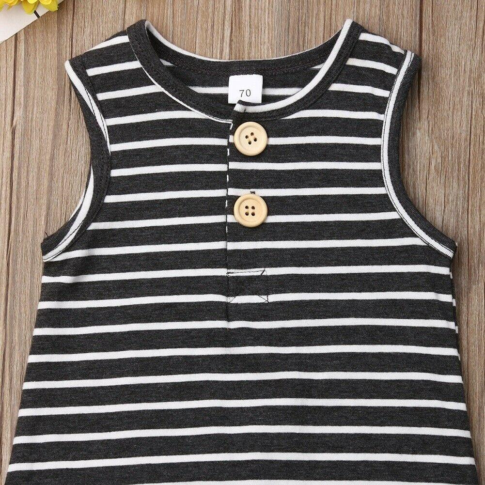 Summer Clothing Newborn Infant Baby Boy/Girl Striped Romper Sleeveless Outfit Jumpsuit Pajamas