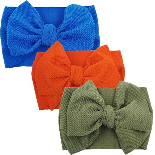 Modern Luxury Elegant Baby Girls Headband Turban Photography Props Baby Hair Accessories Bow 3 Pcs Set For Girls Baby