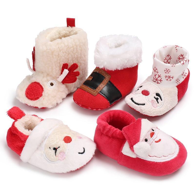 Unisex Baby Shoes Baby Boys Girls Winter Warm Santa Claus First Walkers Cute Christmas Baby Boots