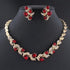 Luxury Elegant Woman HIgh Quality Diamond Wedding Jewelry Sets for Women Red Black White Necklace Earrings Sets of Chain