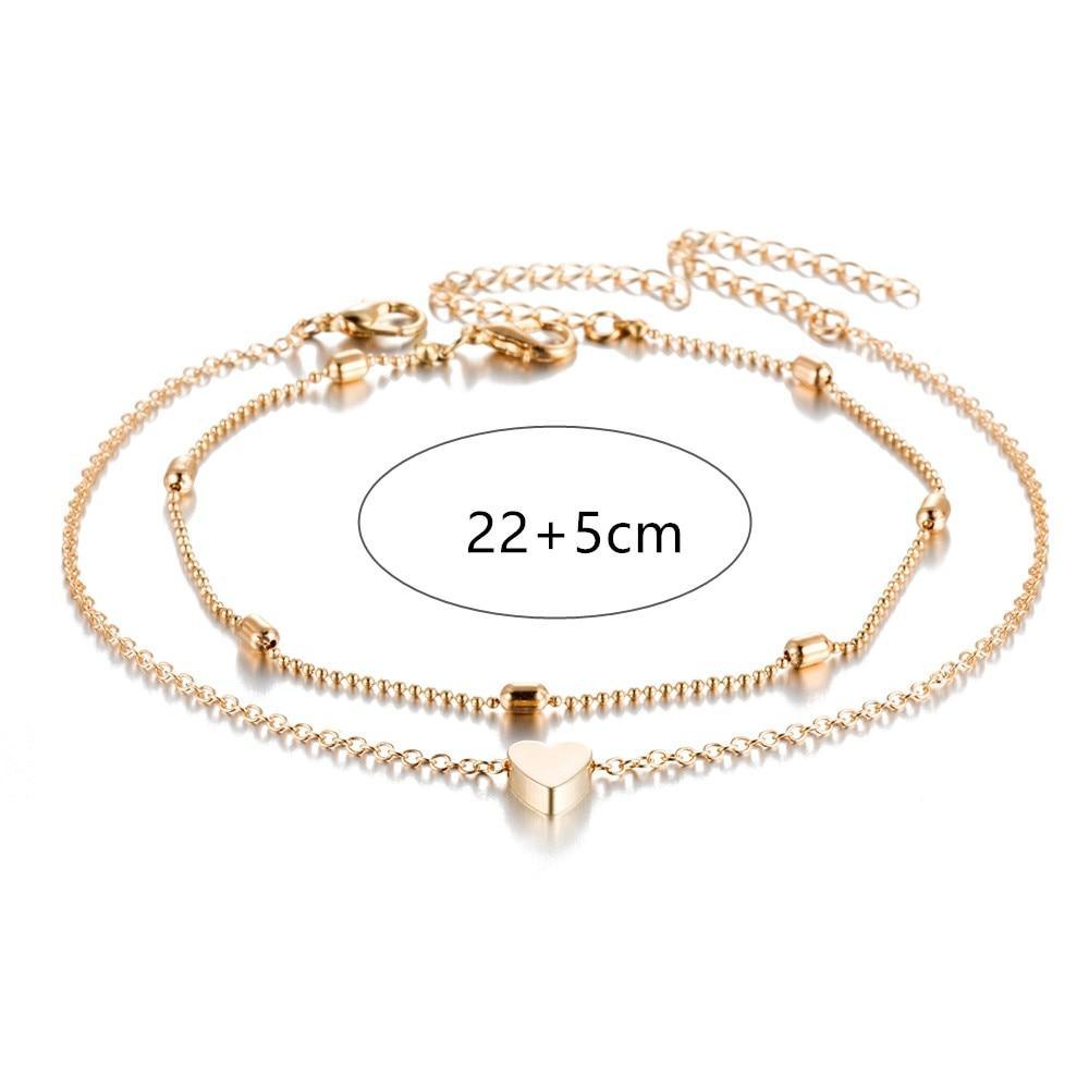 Female Heart Anklets Barefoot Crochet Sandals Foot Jewelry Bracelets For Women Leg Chain