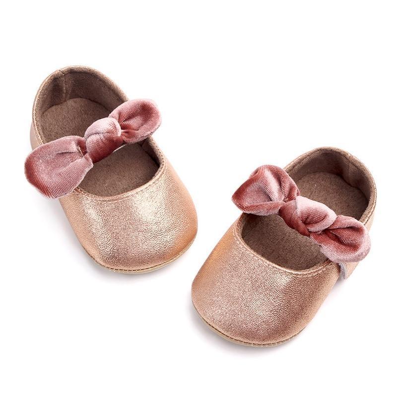 Baby Shoes Infant Girl First Walkers Bowknot Soft Rubber Sole Newborn Pre Walkers Shine Stylish Shoes