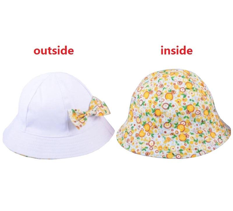 Modern Baby Girls Sun Hat Cotton Baby Hat Kids Child Cap Bowknot Flower Print Bucket Hat Double Sided