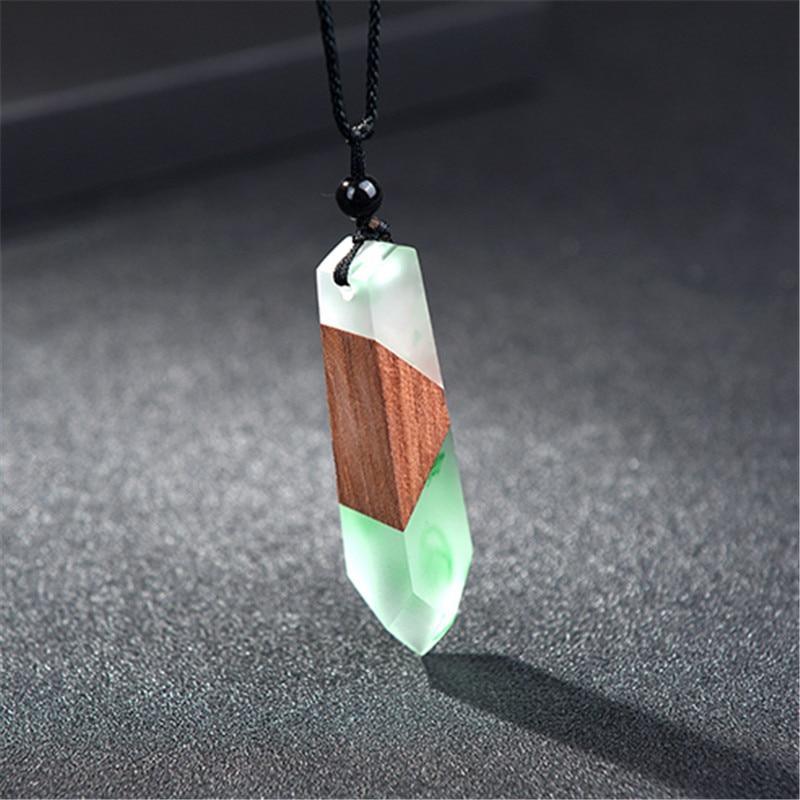 Fashion Natural Wooden Men Necklace Handmade Wood Resin Necklace Vintage Statement Necklaces & Pendants Long Rope Jewelry Gifts For Men and Women