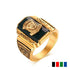 Fashion Vintage Gold Metal Black Blue Red Crystal Ring Walton Tigers Navy Signet Rings for Men Male Boho Jewelry King Design