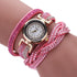 Fashion Casual Gold Quartz Women Rhinestone Watch Braided Leather Bracelet Watch Gift Ladies Wristwatch For Ladies  and Women