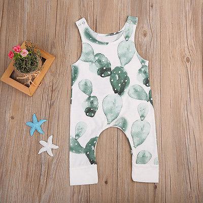 New Infant Baby Girl Boy Cactus Printed Romper Sleeveless Jumpsuit Playsuit Outfit For Girls And Boys In Modern Style