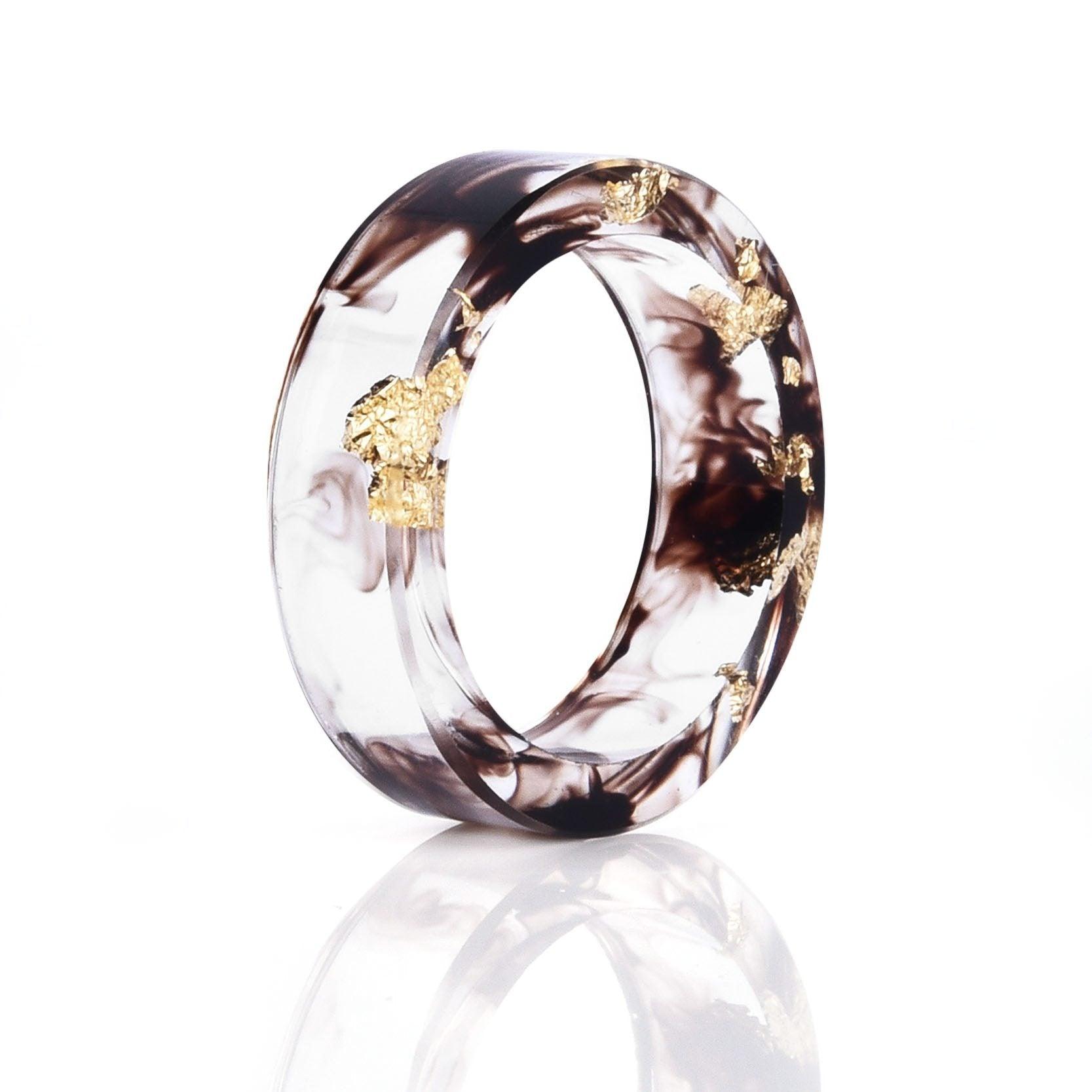 Handmade Luxury Nature Ring with 8 Colors High Quality Gold Foil Paper Inside Transparent Resin Rings for Women and Men