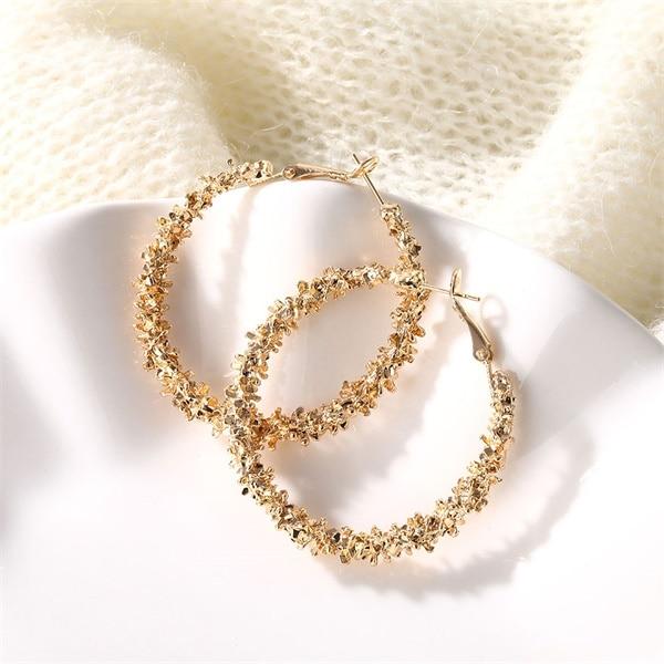 New Big Circle Round Hoop Earrings for Women's Fashion Statement Golden Punk Charm Earrings Party Jewelry