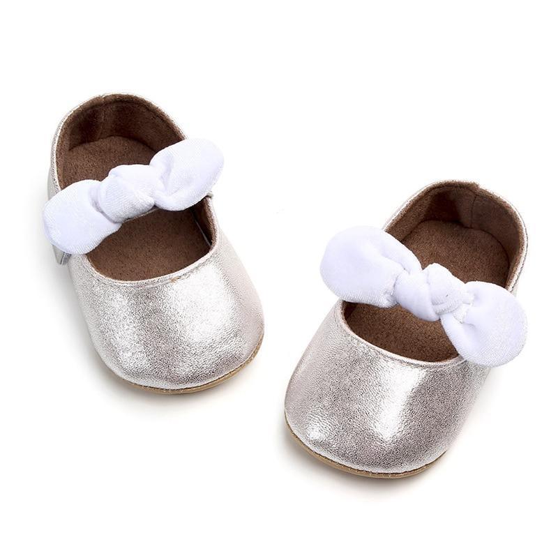 Baby Shoes Infant Girl First Walkers Bowknot Soft Rubber Sole Newborn Pre Walkers Shine Stylish Shoes