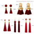 Bohemian Tassel Crystal Long Drop Earrings for Women Red Cotton Silk Fabric Fringe Earrings Fashion Woman Jewelry