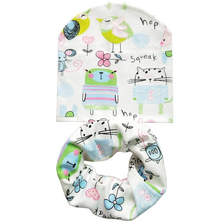 Modern Cartoon Cotton Baby Hat Winter Baby Girls Hat Newborn Boys Hats Kids Cap Scarf Set Children Beanies For Kids With Scarf