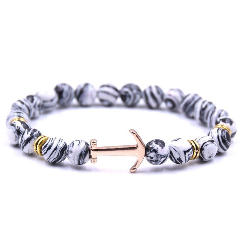 Modern Color Natural Stone Amazing Anchor Elegant Bracelet Nice Arrow White Black Onyx Lava Beads Luxury Bracelets For Women And Men Jewelry