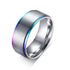 Modern Black Stainless Steel Elegant Ring For Men With Rainbow Line Classic Male Wedding Band Luxury Multi Color Great Jewelry Fraternal Rings