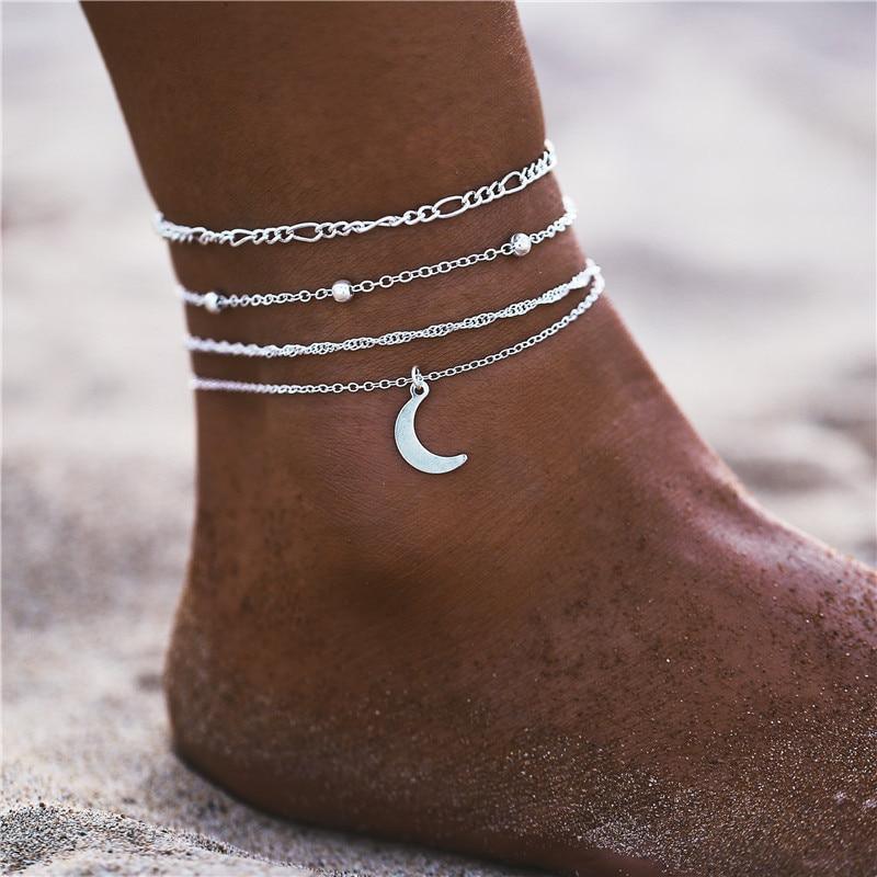 Moon Multilayer Heart Infinite Map Anklets For Women Moon Star Ankle Bracelet For Leg Jewelry style