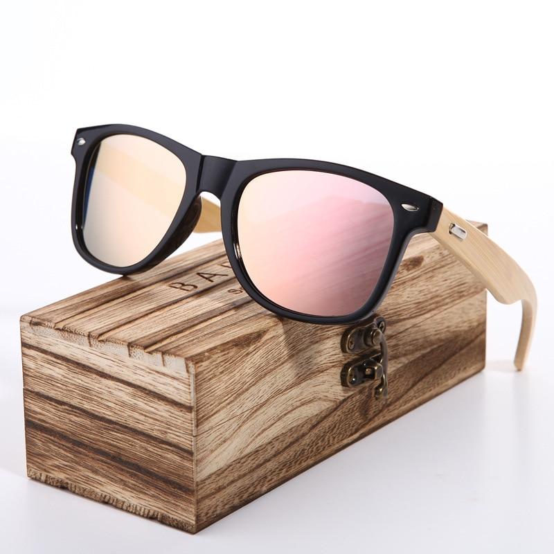 New Pink Sunglasses Wood Bamboo Sunglasses Fashion Mirror Sunglasses Brand Designer Glasses For Women and Men With UV400 Protection