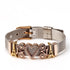 Two-tone Stainless Steel  Bracelets For Women Men Golden Love Heart Beaded  Ribbon  Bracelet & Bangle Gifts