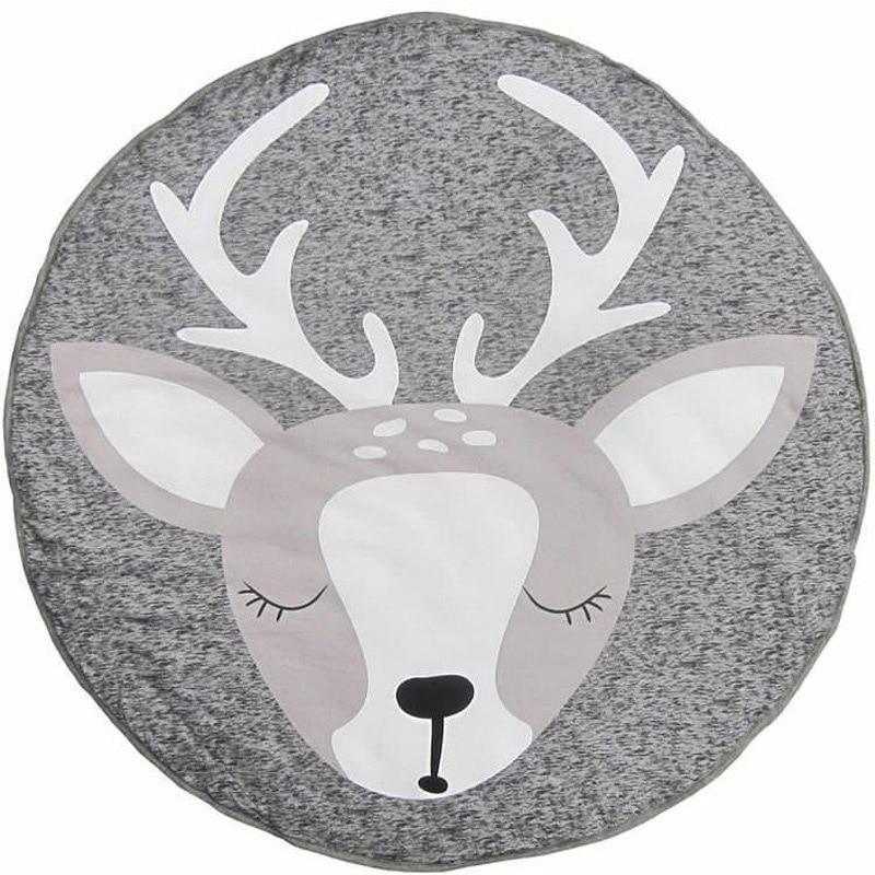 Play Mat Cartoon Animal Baby Mats Newborn Infant Crawling Cotton Round Floor Carpet Rugs Mat for Kids Room Nursery Decor