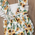 Modern Elegant Baby Girl Floral Romper Jumpsuit Playsuit Clothes Sun suit Baby Clothing WIth Sunflower Design And Bow