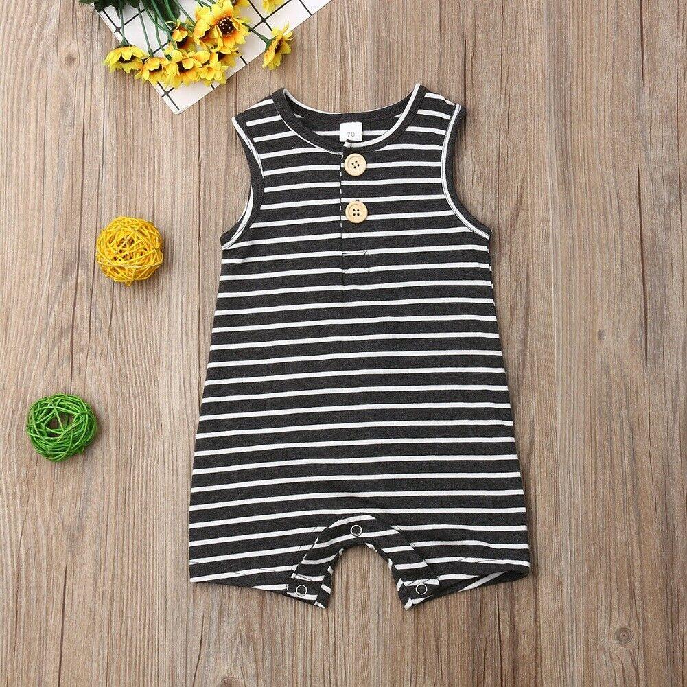 Summer Clothing Newborn Infant Baby Boy/Girl Striped Romper Sleeveless Outfit Jumpsuit Pajamas