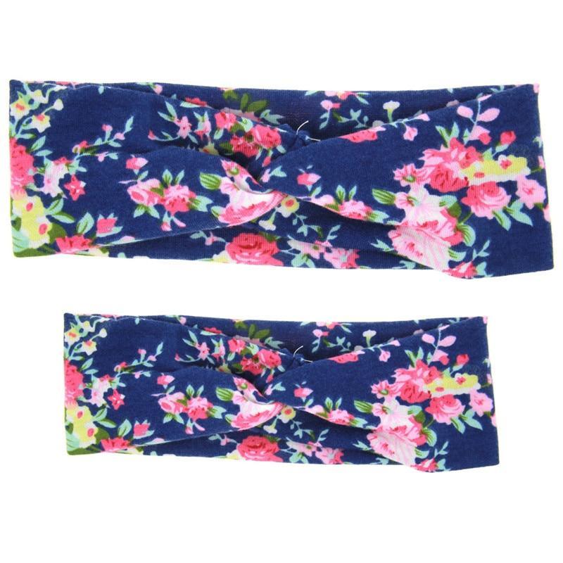 Mother & Baby Headbands Print Floral Elastic Hair Bands Parent-Child Hair Accessories Bow For Baby Girls Bow in Modern Design