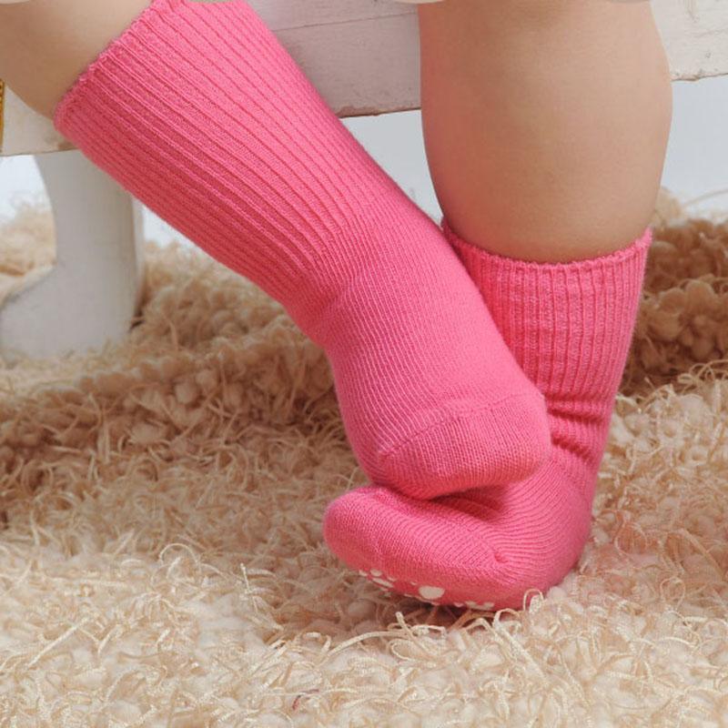 Cotton Baby Candy Color Anti Slip  Soft Kids Floor Socks For Newborn Baby Boy And Girls