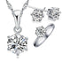 Elegant 925 Sterling Silver Bridal Jewelry Sets Legendary For Women Accessory Cubic Zircon Modern Crystal Necklace Rings Stud Earrings Set Gift