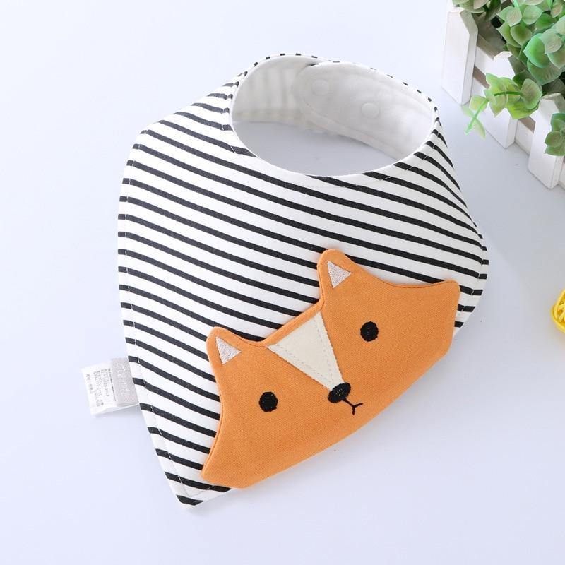 Baby Bibs Waterproof Triangle Cotton Cartoon Child  Dribble Bibs Newborn Absorbent Cloth Bib for Kids in Cat Design