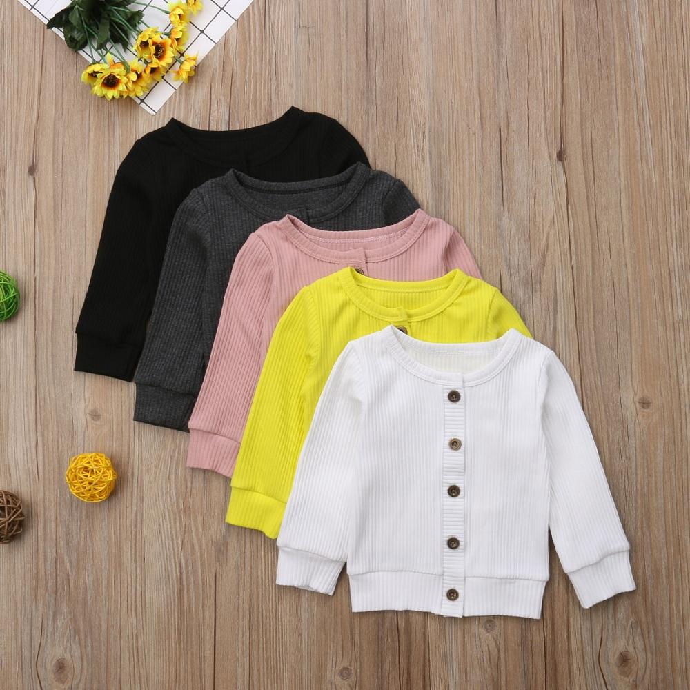 Newborn Infant Kids Baby Girls Clothes Button Knitted Sweater Cardigan Coat Tops For Girls In Classic Design