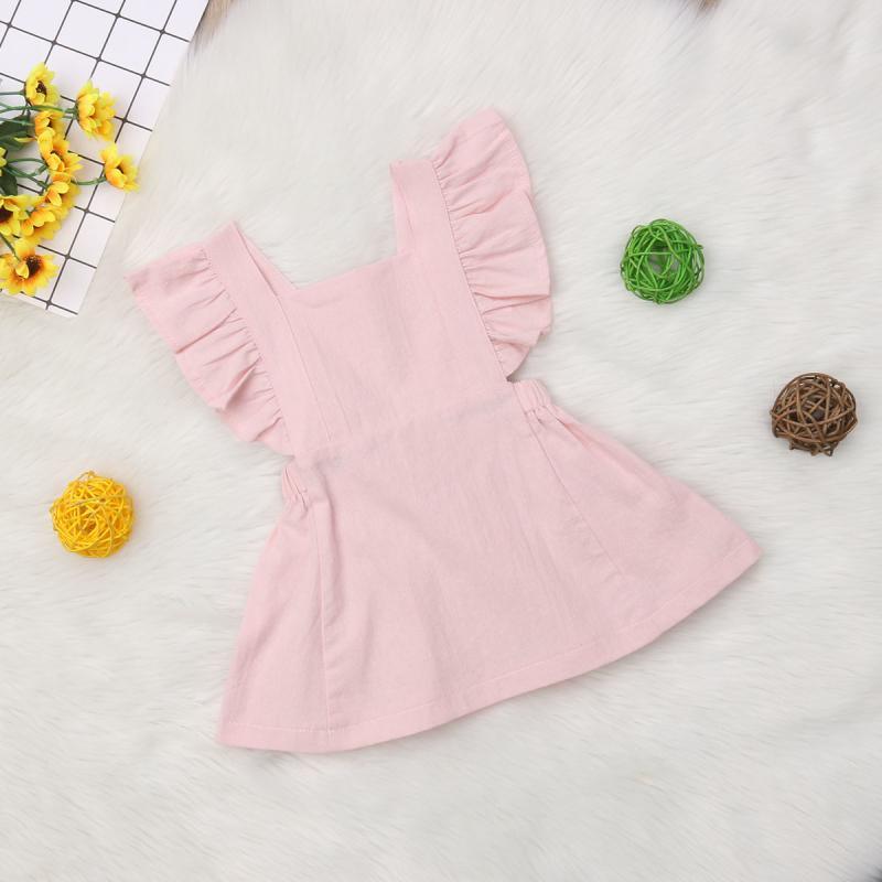 Modern Summer Casual Cute Infant Kids Baby Girl Summer Color Ruffle Princess Party Dress Clothes