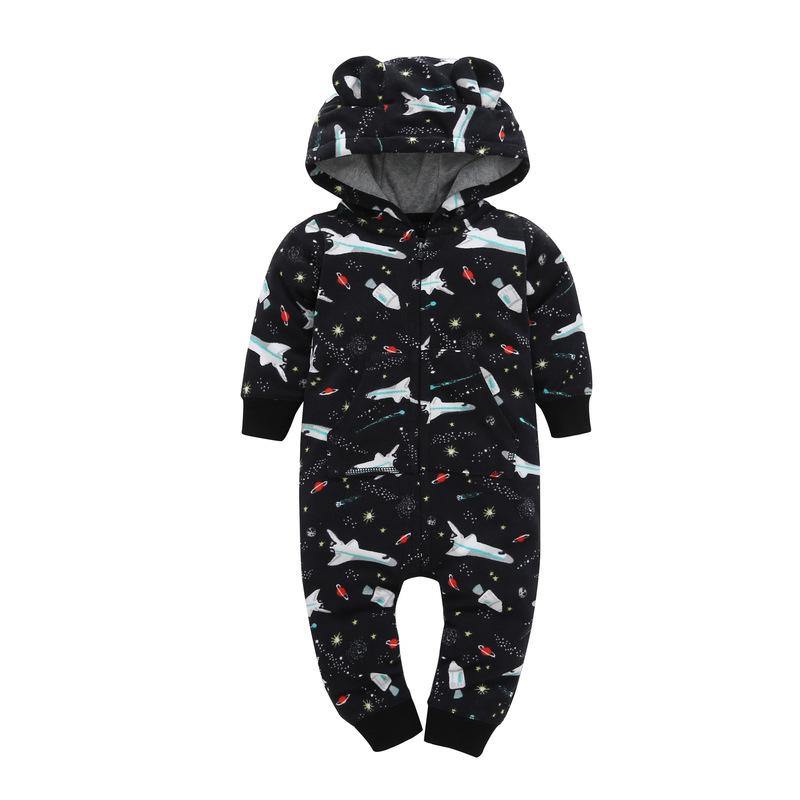 Modern High Quality Newborn Infant Baby Clothes Fleece Jumpsuit Boys Romper Hooded Jumpsuit Bear For Kids