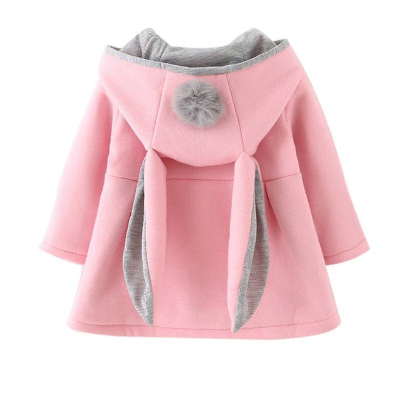 Luxury High Quality Baby Girls Coat Winter Spring Baby Girls Princess Coat Jacket Rabbit Ear Hoodie Casual Outerwear for Baby girl