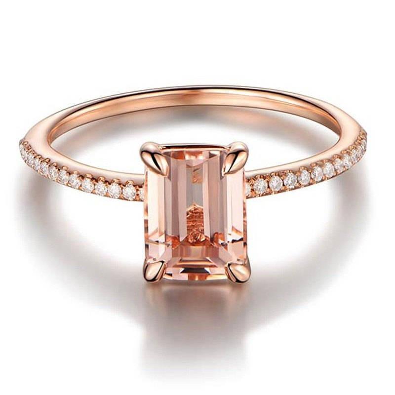 Luxury Modern Diamond Zircon Rose Gold Filled White Crystal Zircon Wedding Engagement Ring