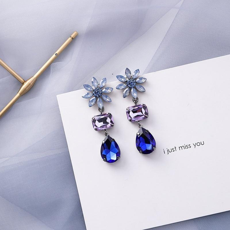 Style Blue Color Modern Fashion Elegant Geometric Dangle Earrings For Women New Luxury Cute Pendants women Jewelry