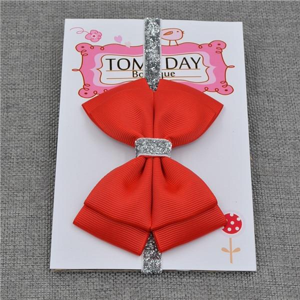 Luxury New Baby Hair Bow Flower Headband Silver Ribbon Hair Band Handmade Hair Accessories Bow for Children