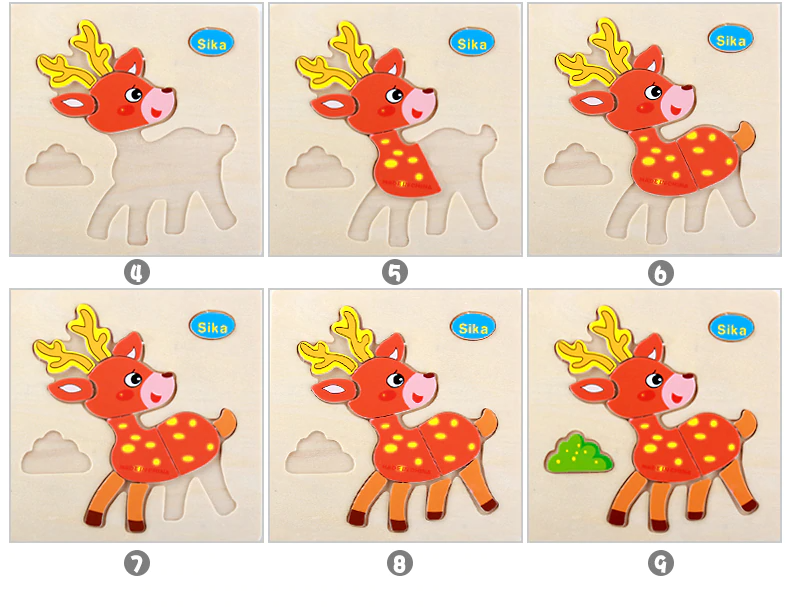 Wooden 3D Stevvex Modern Interesting Baby Learning Puzzles for Children Cartoon Animal Fruit Puzzles Intelligence Kids Children Educational Toy