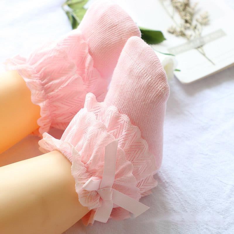 New Baby Socks Cute Lace Flower Bows Newborn Baby Girl Socks Cotton Princess Girls Socks