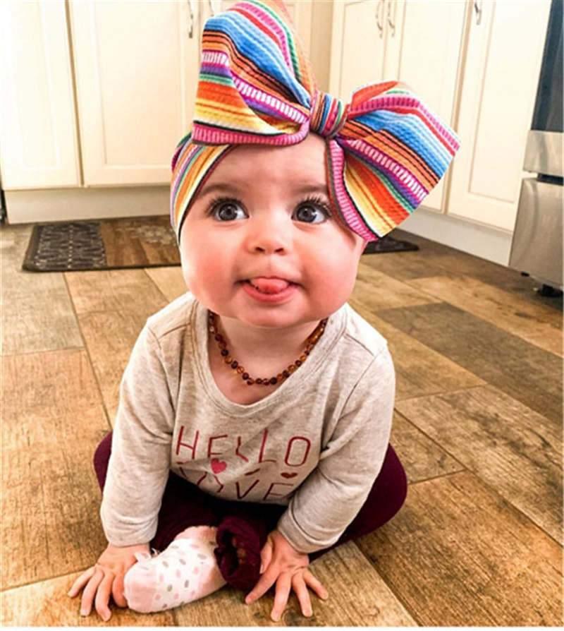 Handmade Bow Flowers Baby Headbands Printed Bowknot Elastic Baby Turban Newborn Hair Accessories For Baby Girls