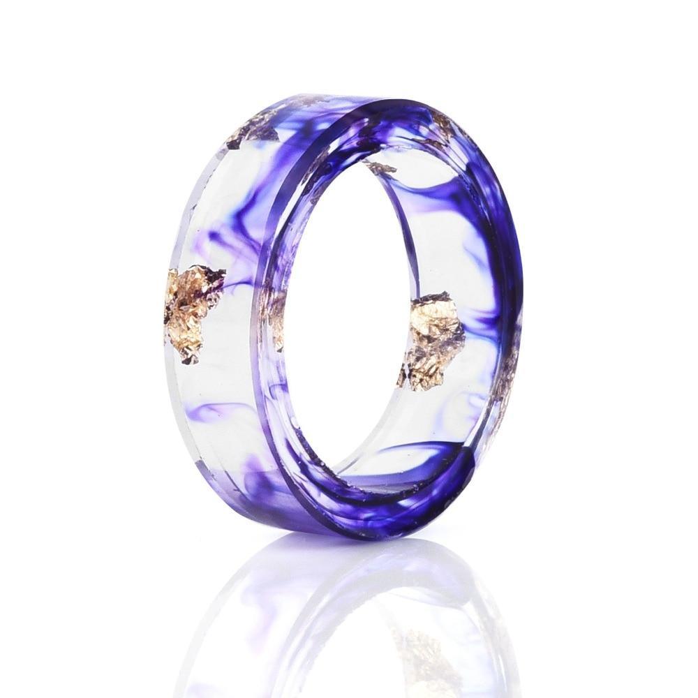 Handmade Luxury Nature Ring with 8 Colors High Quality Gold Foil Paper Inside Transparent Resin Rings for Women and Men