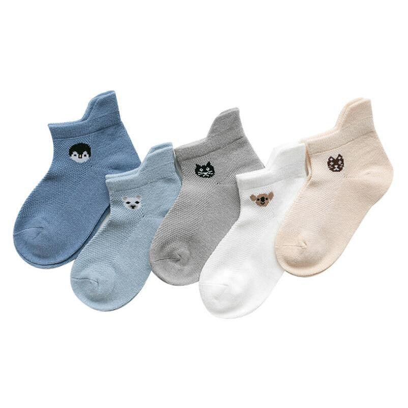 5 Pairs Cute Summer Breathable Mesh Cotton Infant Baby Socks For Newborn Boys And Girls