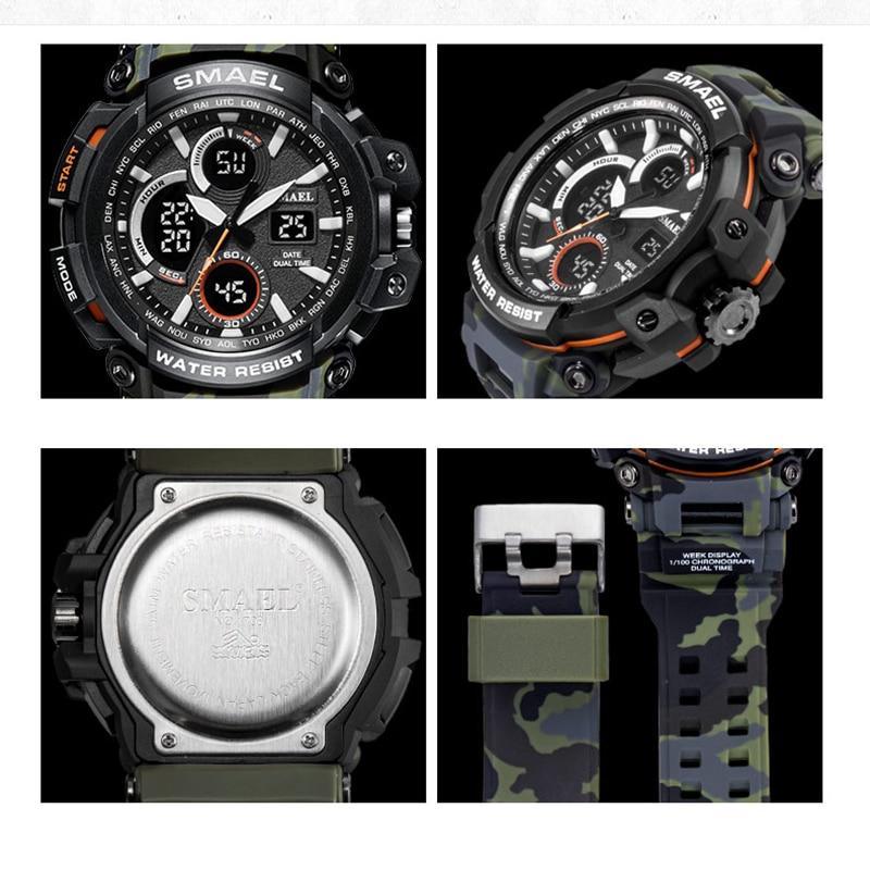 Red Modern Sport  Waterproof 50M Men Watches With LED Digital Display In Military Armi Relogio Masculino Style