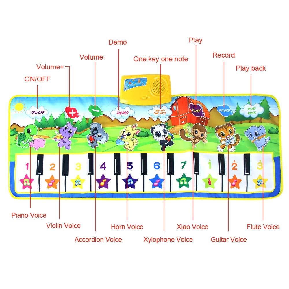 Animals Musical Mat Carpet with 10 Keys Record Function Animal Sounds Play Touch Piano Educational Toys For Kids