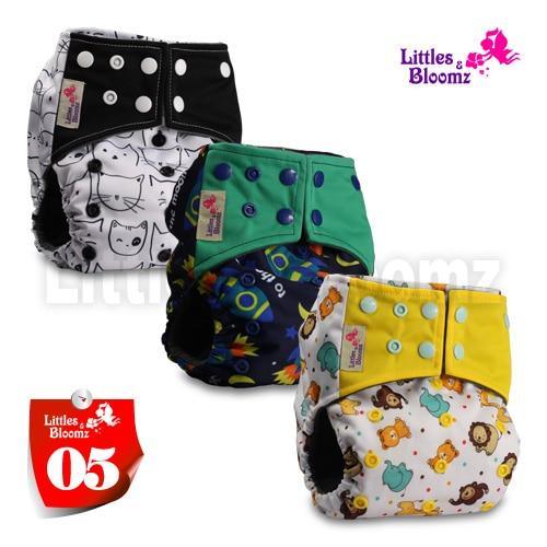 Modern Luxury Printed Washable Real Cloth Pocket Nappy,3 nappies/diapers Set For Girls and Boys Baby In Elegant Style