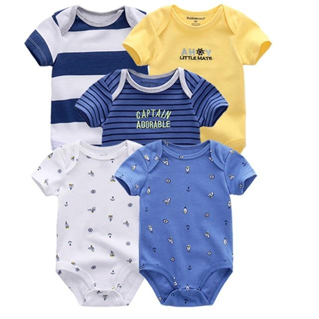 5 PC Baby Summer High Quality Striped Rompers Jumpsuit For Boy & Girls Comfortable Clothes