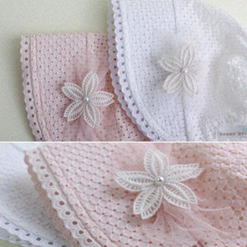 Cute Princess Baby Hat With Bow Solid Color Lace Hollow for Baby Girl Cap Toddler Kids Beach Bucket Hats In Retro Design