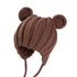 Luxury Modern Baby Knitted Winter Hat with Ears Cartoon Lace-up Children Kids Baby Bonnet Cap In Winter Cozy Style