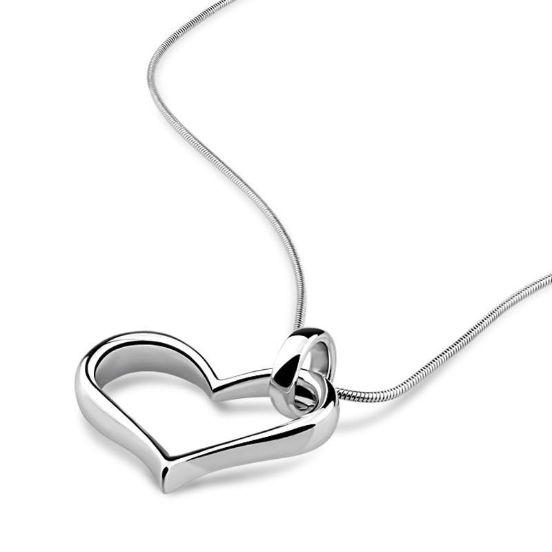 Modern 925 Sterling Silver Luxury Heart Pendant Fashion Women Snake Chain Charming Lady Necklace